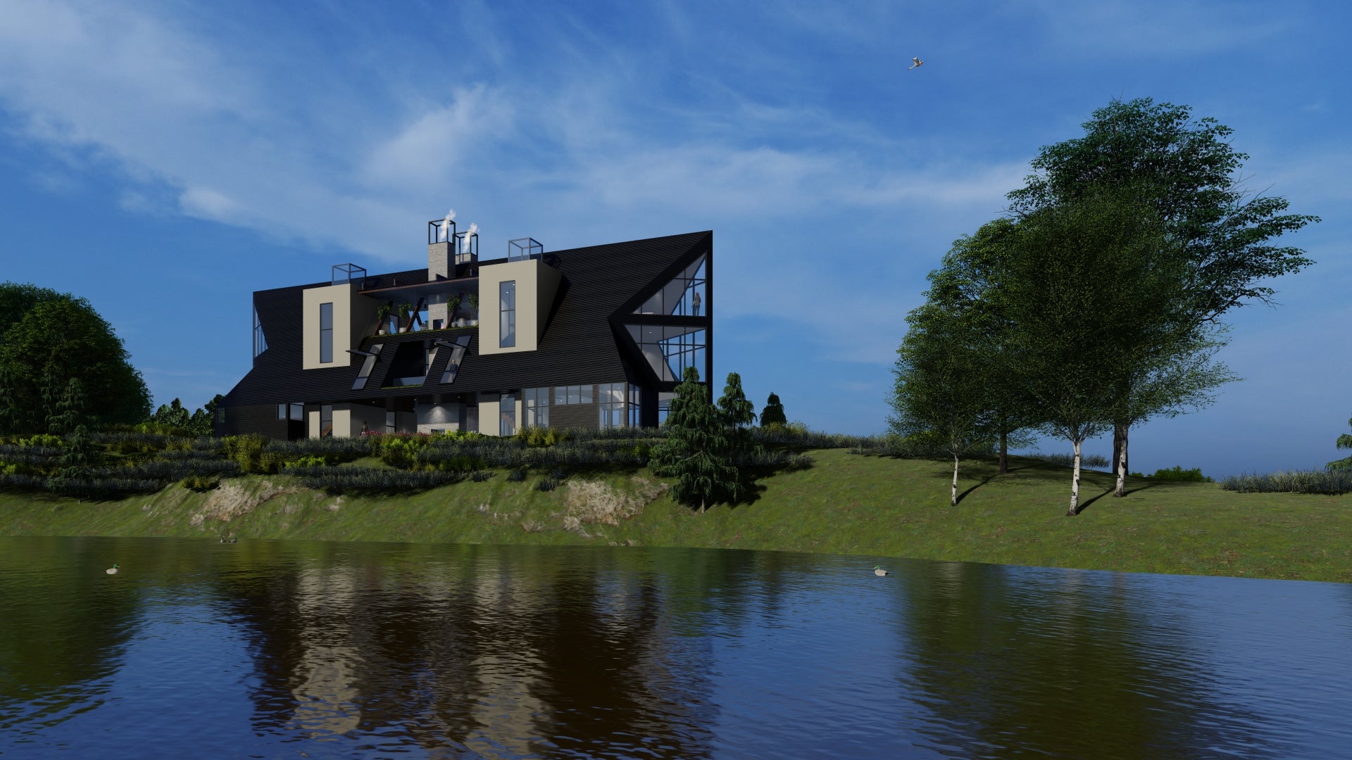 Loon House on the lake, designed by Akar Architectture.